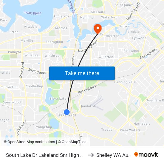 South Lake Dr Lakeland Snr High Sch - Stand 1 to Shelley WA Australia map