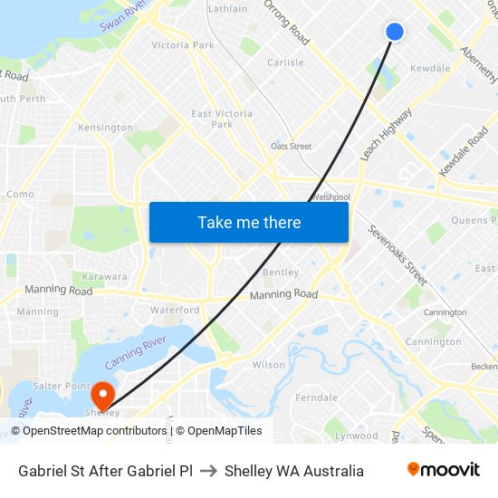 Gabriel St After Gabriel Pl to Shelley WA Australia map