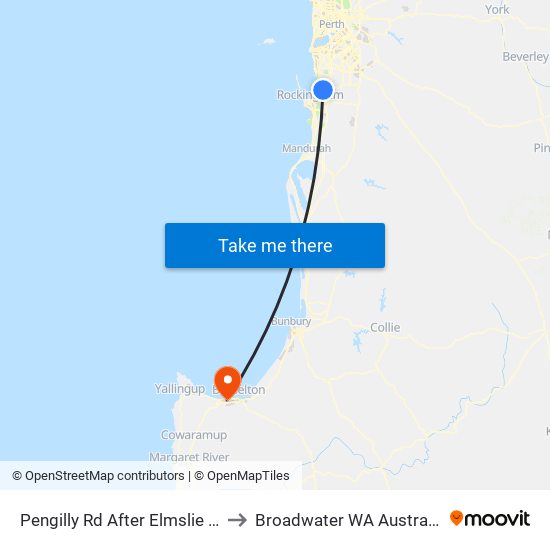 Pengilly Rd After Elmslie St to Broadwater WA Australia map