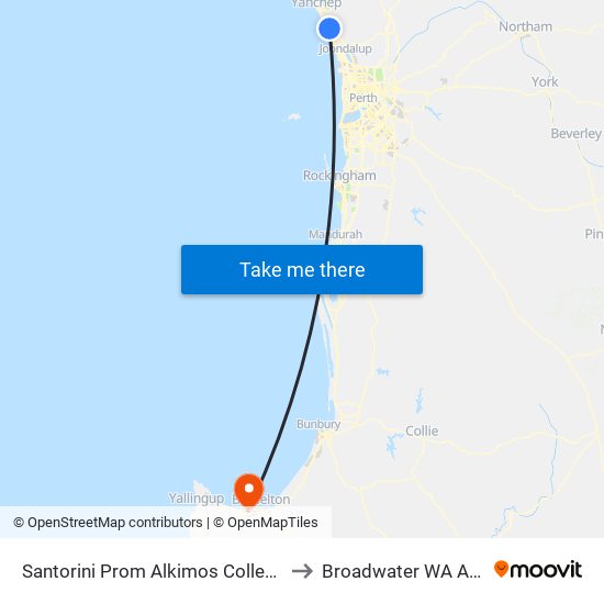 Santorini Prom Alkimos College Stand 3 to Broadwater WA Australia map