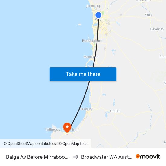 Balga Av Before Mirrabooka Av to Broadwater WA Australia map