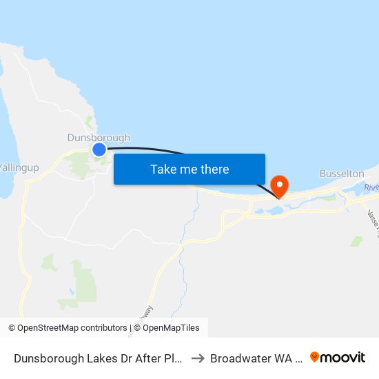 Dunsborough Lakes Dr After Playing Fields Rd to Broadwater WA Australia map