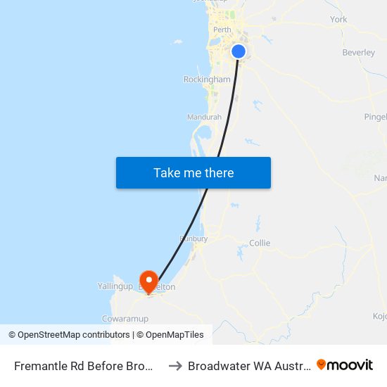 Fremantle Rd Before Brome St to Broadwater WA Australia map