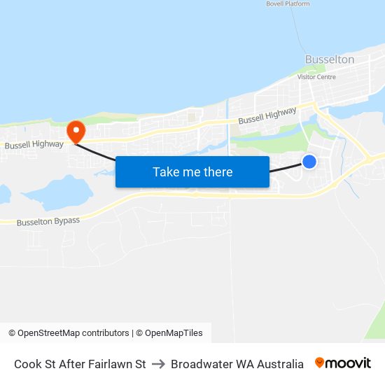 Cook St After Fairlawn St to Broadwater WA Australia map
