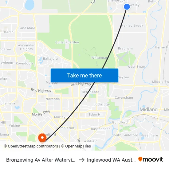 Bronzewing Av After Waterview Gr to Inglewood WA Australia map