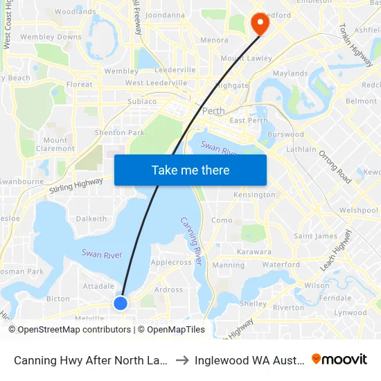 Canning Hwy After North Lake Rd to Inglewood WA Australia map