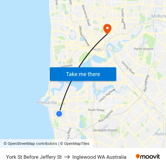 York St Before Jeffery St to Inglewood WA Australia map