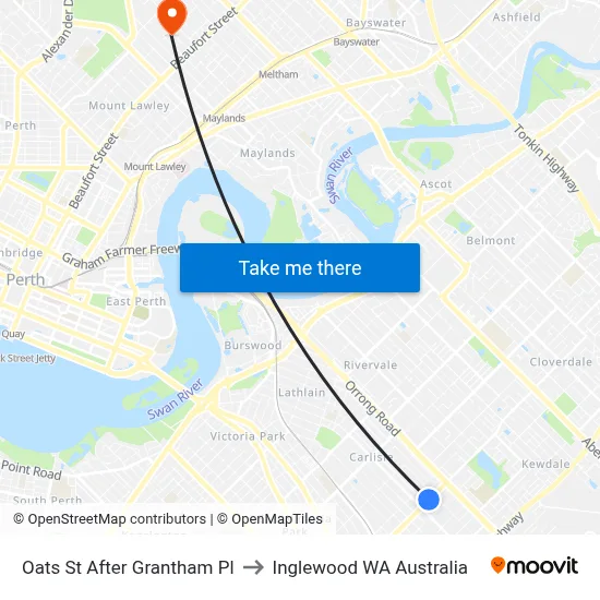 Oats St After Grantham Pl to Inglewood WA Australia map