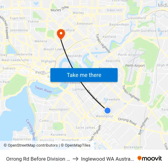 Orrong Rd Before Division St to Inglewood WA Australia map