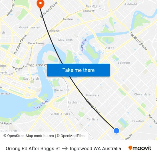 Orrong Rd After Briggs St to Inglewood WA Australia map