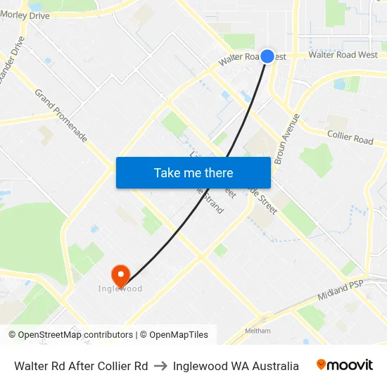 Walter Rd After Collier Rd to Inglewood WA Australia map