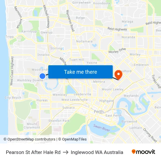 Pearson St After Hale Rd to Inglewood WA Australia map