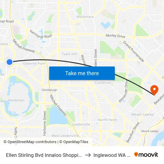 Ellen Stirling Bvd Innaloo Shopping Ctr Cat Id 35 to Inglewood WA Australia map