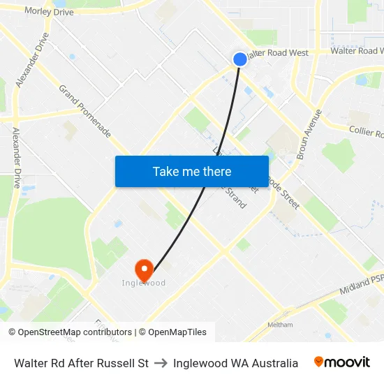 Walter Rd After Russell St to Inglewood WA Australia map