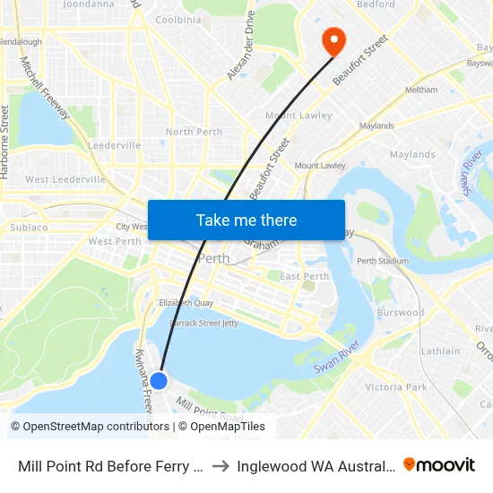 Mill Point Rd Before Ferry St to Inglewood WA Australia map