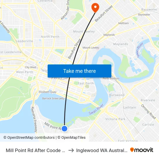 Mill Point Rd After Coode St to Inglewood WA Australia map