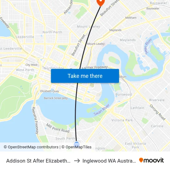 Addison St After Elizabeth St to Inglewood WA Australia map