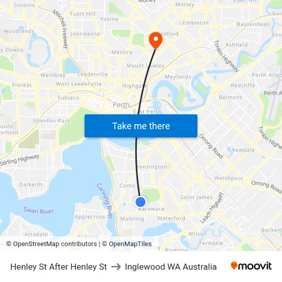 Henley St After Henley St to Inglewood WA Australia map