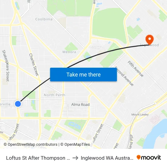 Loftus St After Thompson St to Inglewood WA Australia map