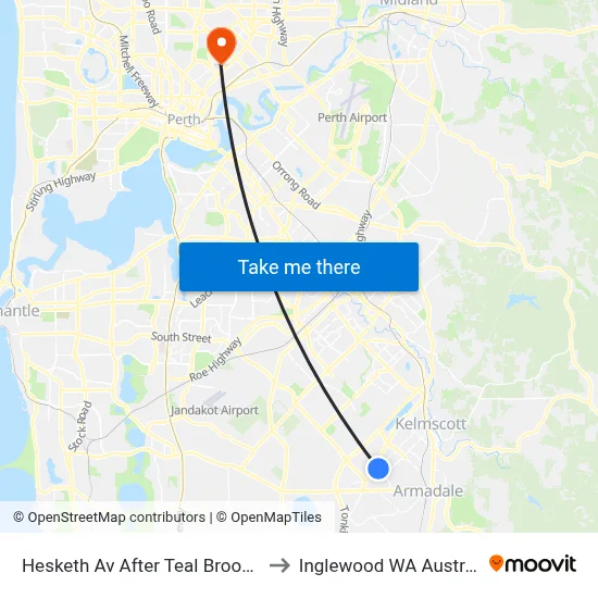 Hesketh Av After Teal Brook Cir to Inglewood WA Australia map