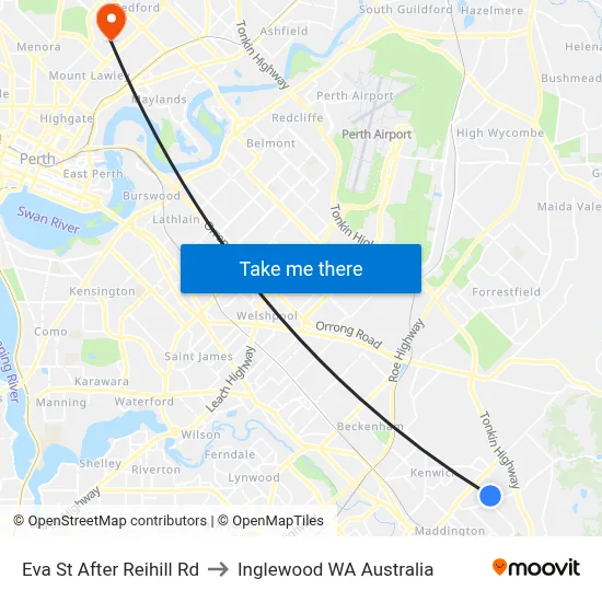 Eva St After Reihill Rd to Inglewood WA Australia map