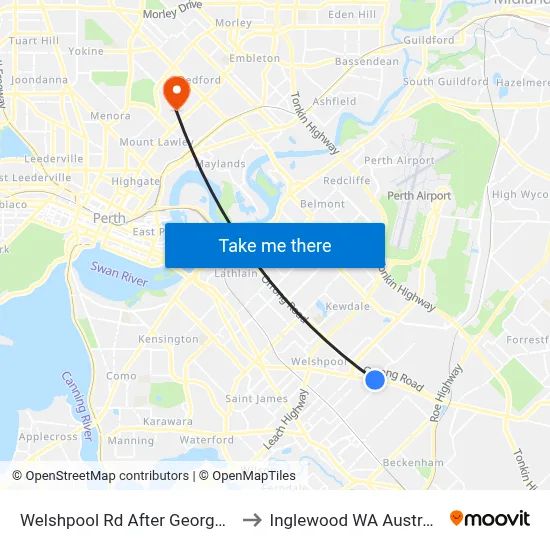 Welshpool Rd After George St to Inglewood WA Australia map