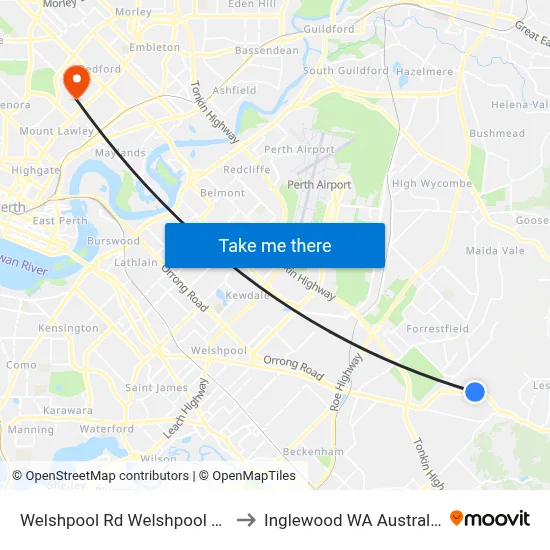 Welshpool Rd Welshpool Rd to Inglewood WA Australia map