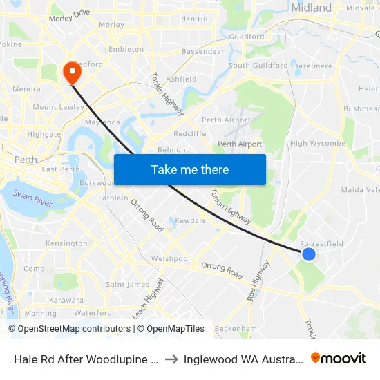 Hale Rd After Woodlupine Ct to Inglewood WA Australia map