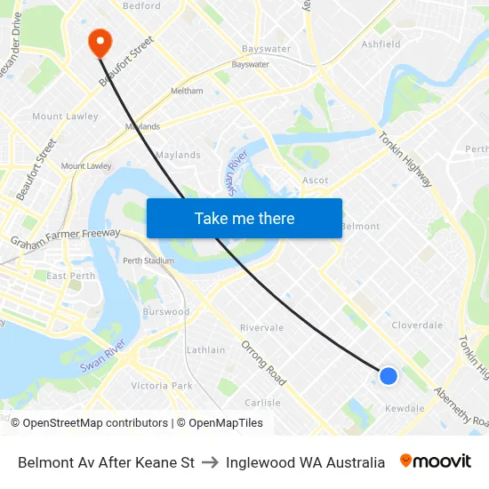 Belmont Av After Keane St to Inglewood WA Australia map