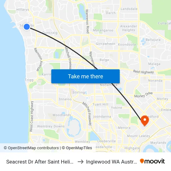 Seacrest Dr After Saint Helier Dr to Inglewood WA Australia map