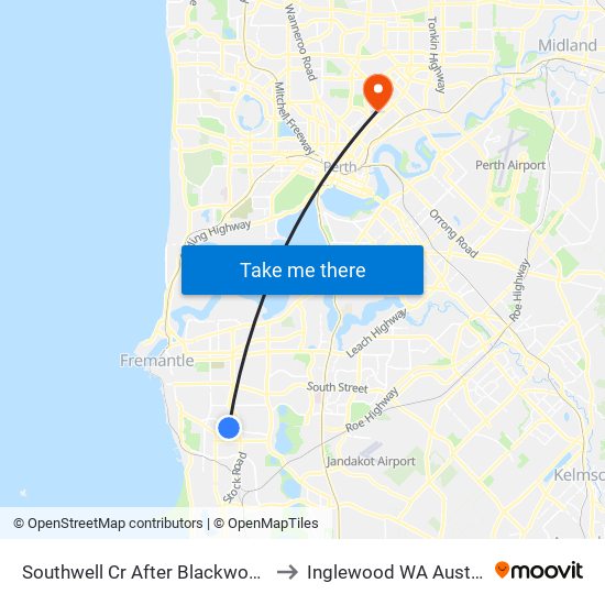 Southwell Cr After Blackwood Av to Inglewood WA Australia map