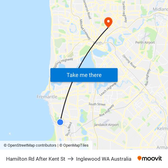 Hamilton Rd After Kent St to Inglewood WA Australia map