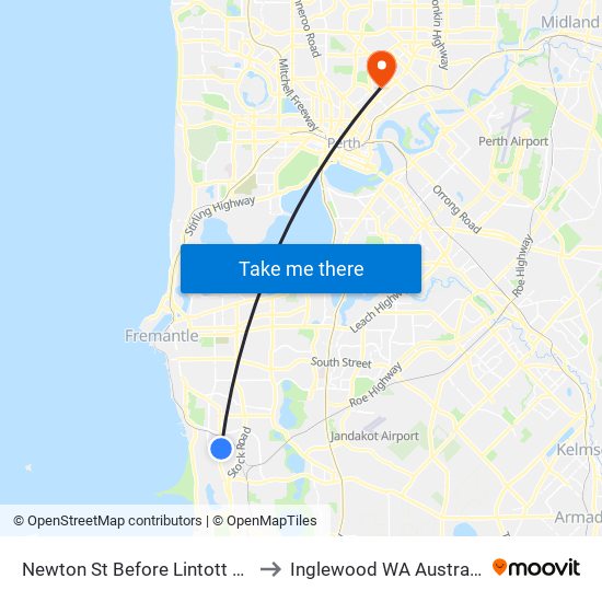 Newton St Before Lintott Wy to Inglewood WA Australia map