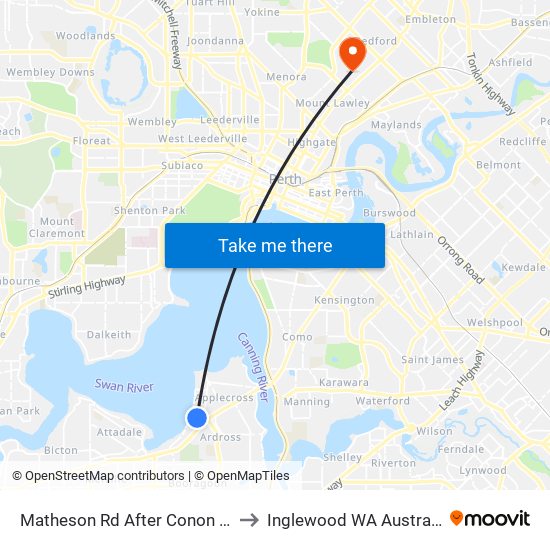 Matheson Rd After Conon Rd to Inglewood WA Australia map