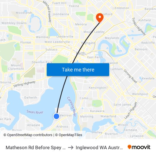 Matheson Rd Before Spey Rd to Inglewood WA Australia map