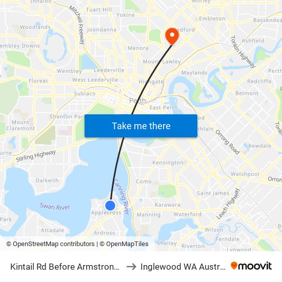 Kintail Rd Before Armstrong Rd to Inglewood WA Australia map