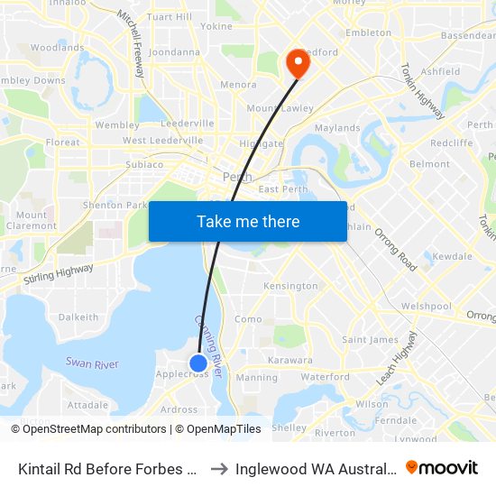 Kintail Rd Before Forbes Rd to Inglewood WA Australia map