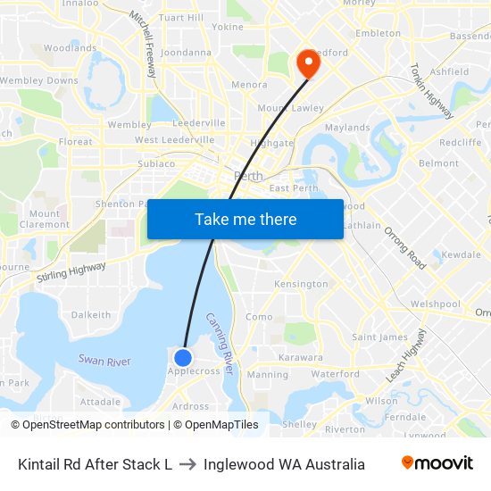 Kintail Rd After Stack L to Inglewood WA Australia map