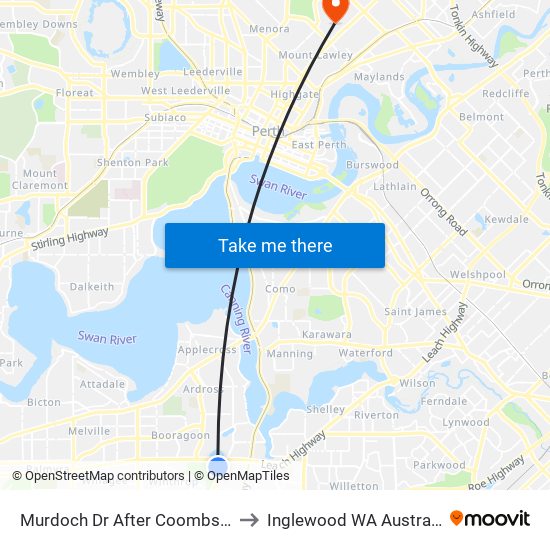 Murdoch Dr After Coombs Pl to Inglewood WA Australia map