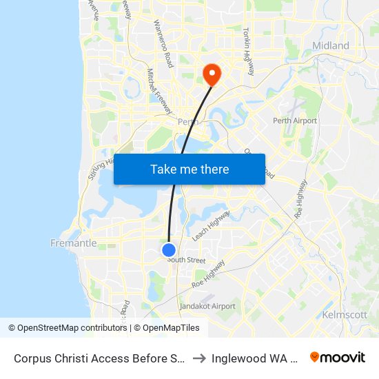 Corpus Christi Access Before Somerville Bvd to Inglewood WA Australia map