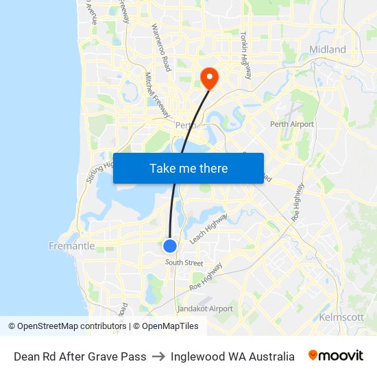 Dean Rd After Grave Pass to Inglewood WA Australia map