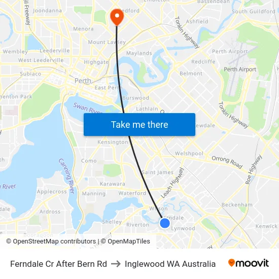 Ferndale Cr After Bern Rd to Inglewood WA Australia map