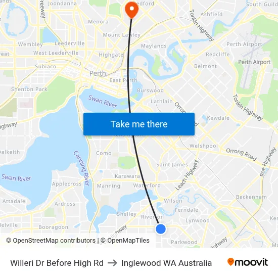 Willeri Dr Before High Rd to Inglewood WA Australia map