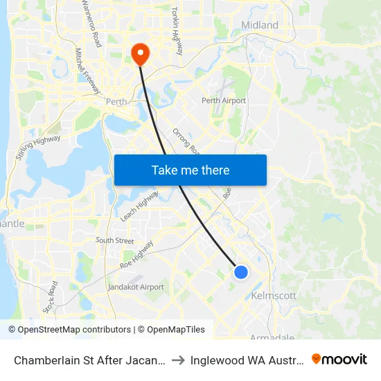 Chamberlain St After Jacana Pl to Inglewood WA Australia map