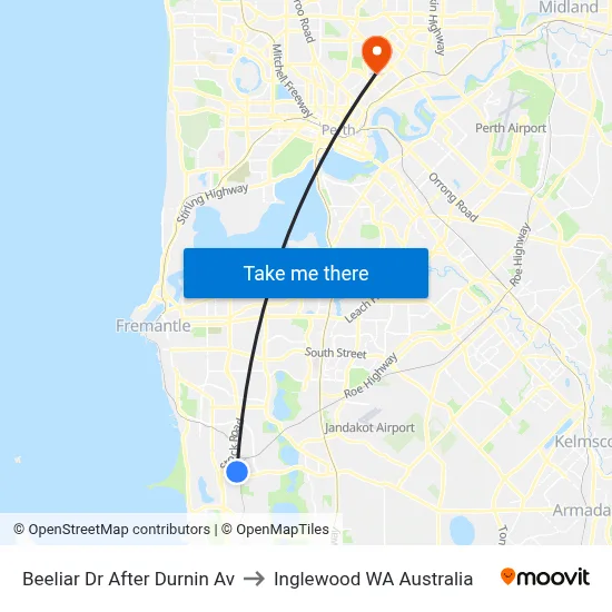 Beeliar Dr After Durnin Av to Inglewood WA Australia map