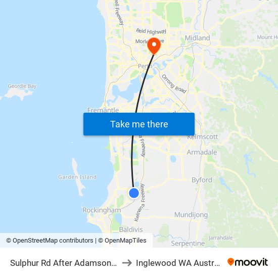 Sulphur Rd After Adamson Rd to Inglewood WA Australia map