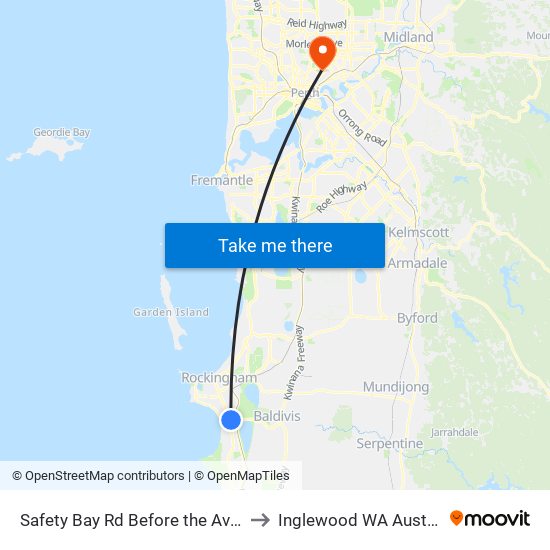 Safety Bay Rd Before the Avenue to Inglewood WA Australia map