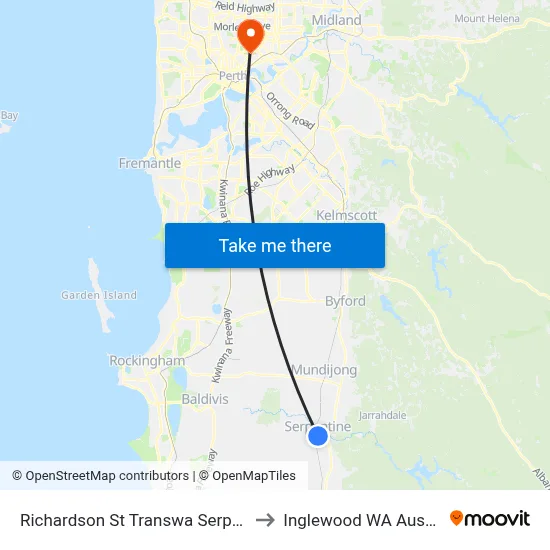 Richardson St Transwa Serpentine to Inglewood WA Australia map