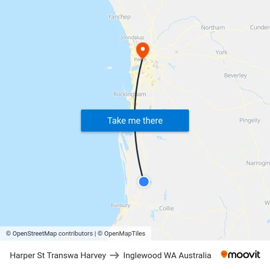 Harper St Transwa Harvey to Inglewood WA Australia map