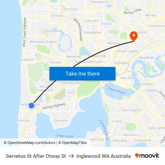 Servetus St After Otway St to Inglewood WA Australia map